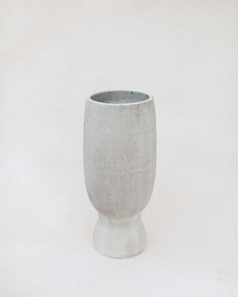 Limestone Textured Footed Vase